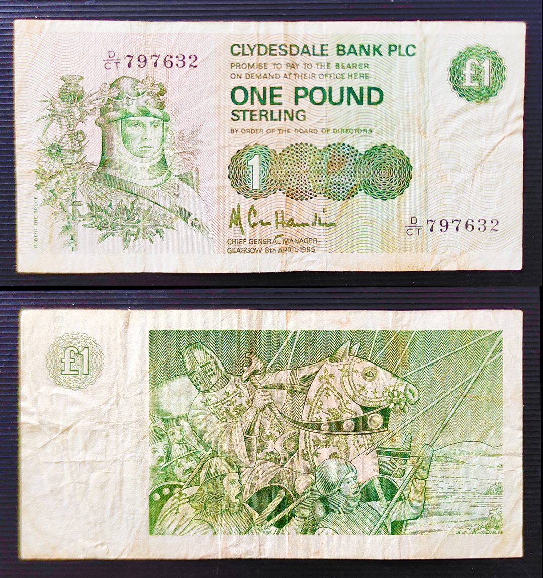 Rare Scotland 1 Pound Sterling World Bank Currency Note NCHu642